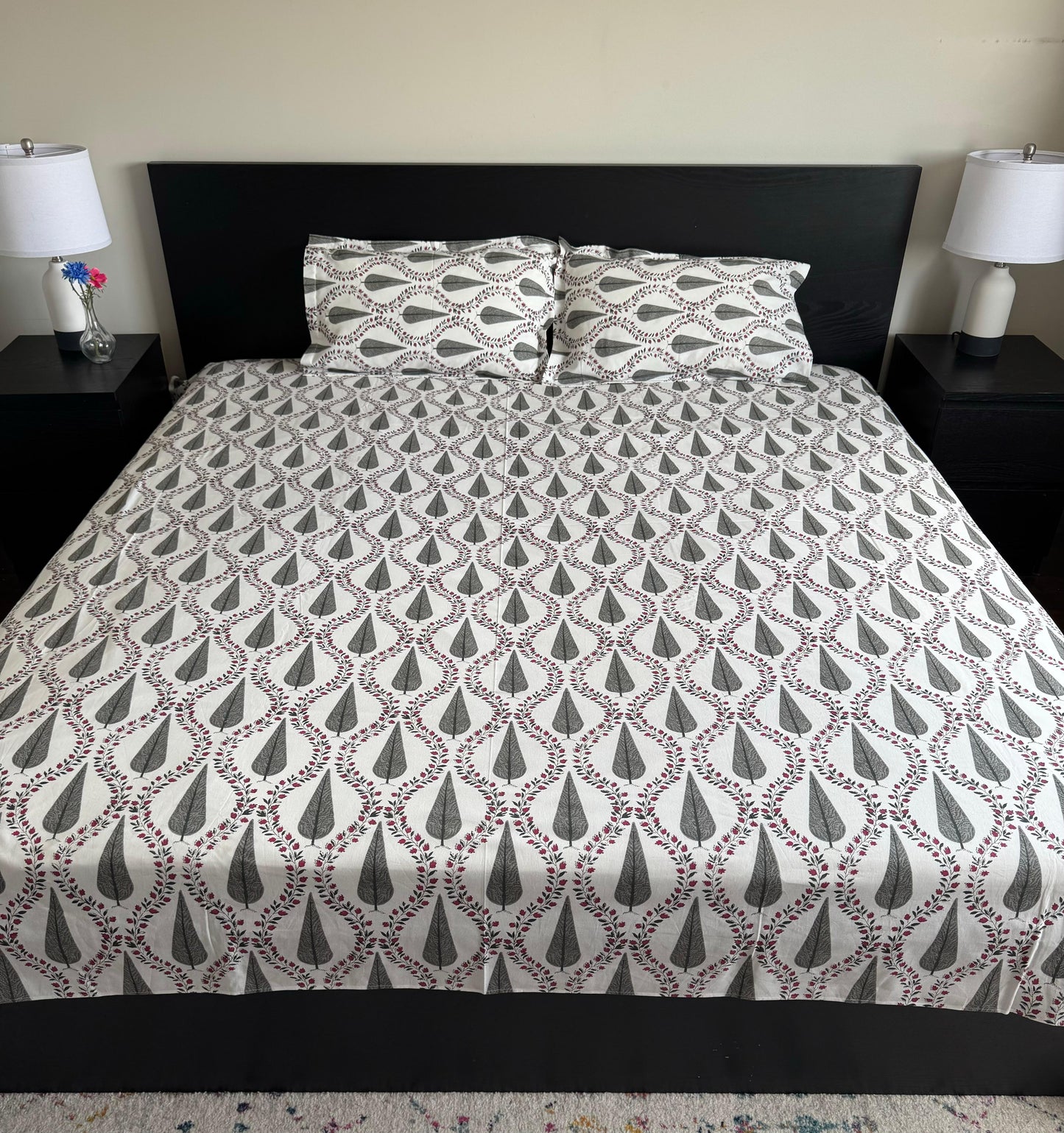 Hand Block Printed Cotton Flat Bed Sheets
