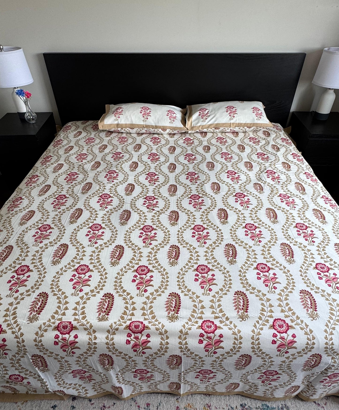 Hand Block Printed Cotton Flat Bed Sheets