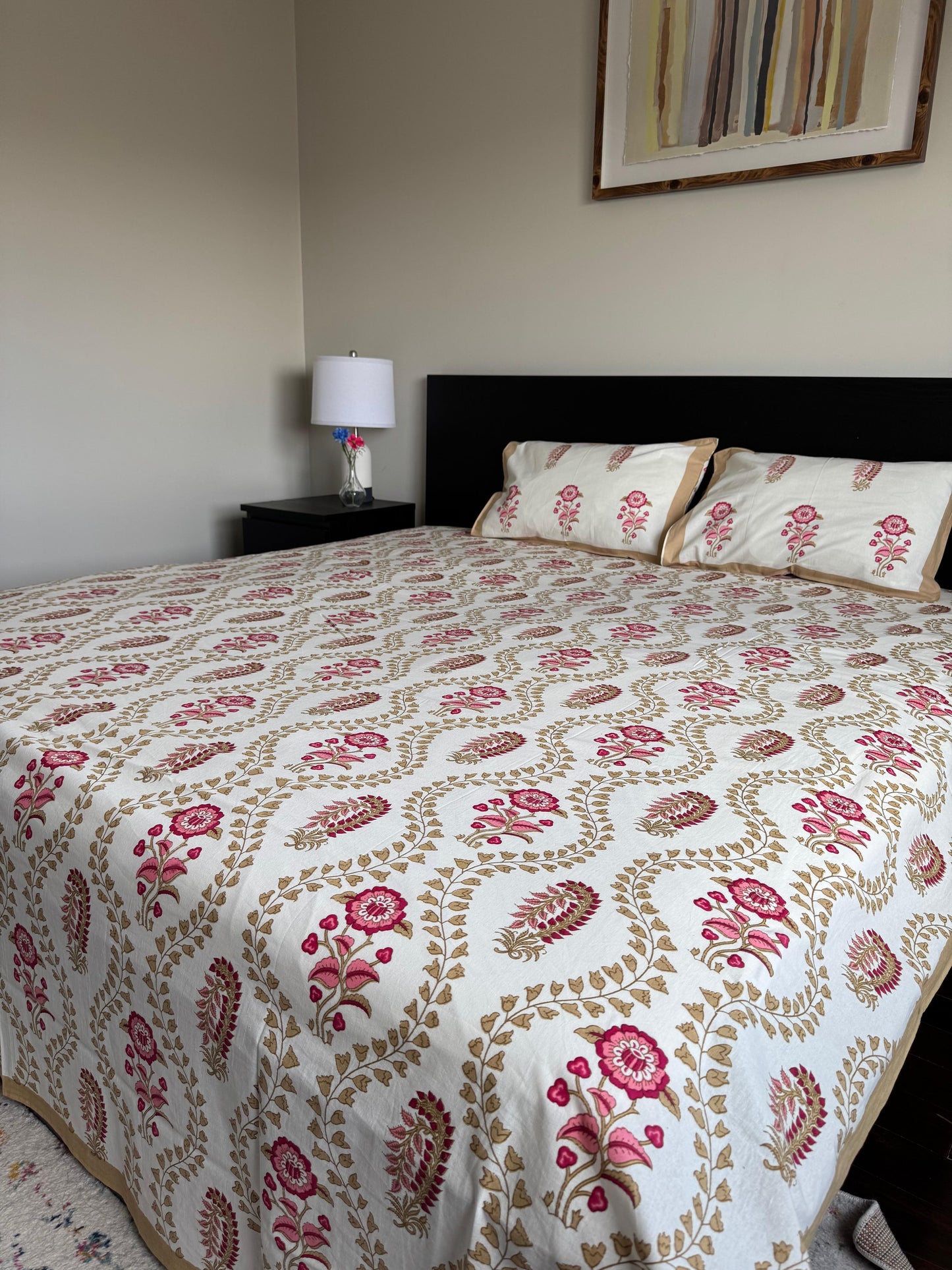 Hand Block Printed Cotton Flat Bed Sheets