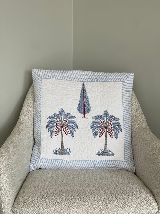 Quilted Handblock Print Cushion Cover