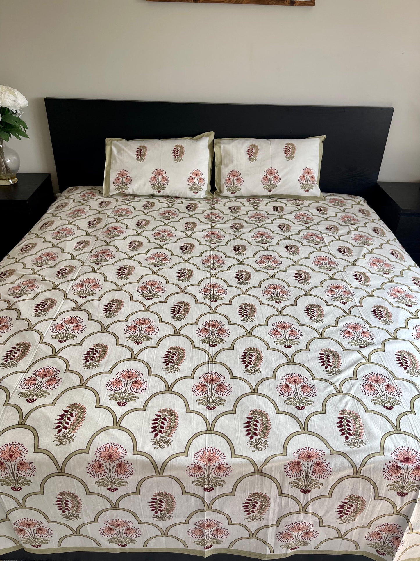 Hand Block Printed Cotton Flat Bed Sheets