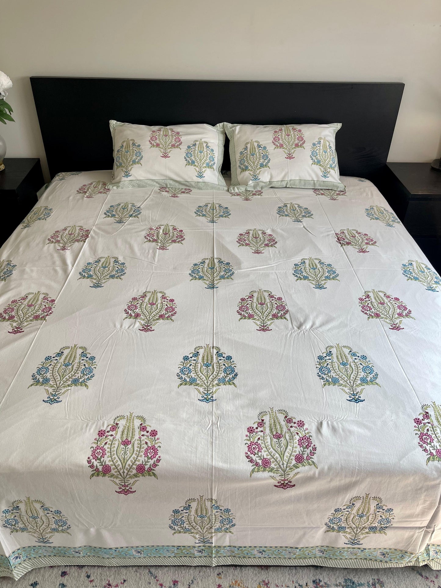 Hand Block Printed Cotton Flat Bed Sheets
