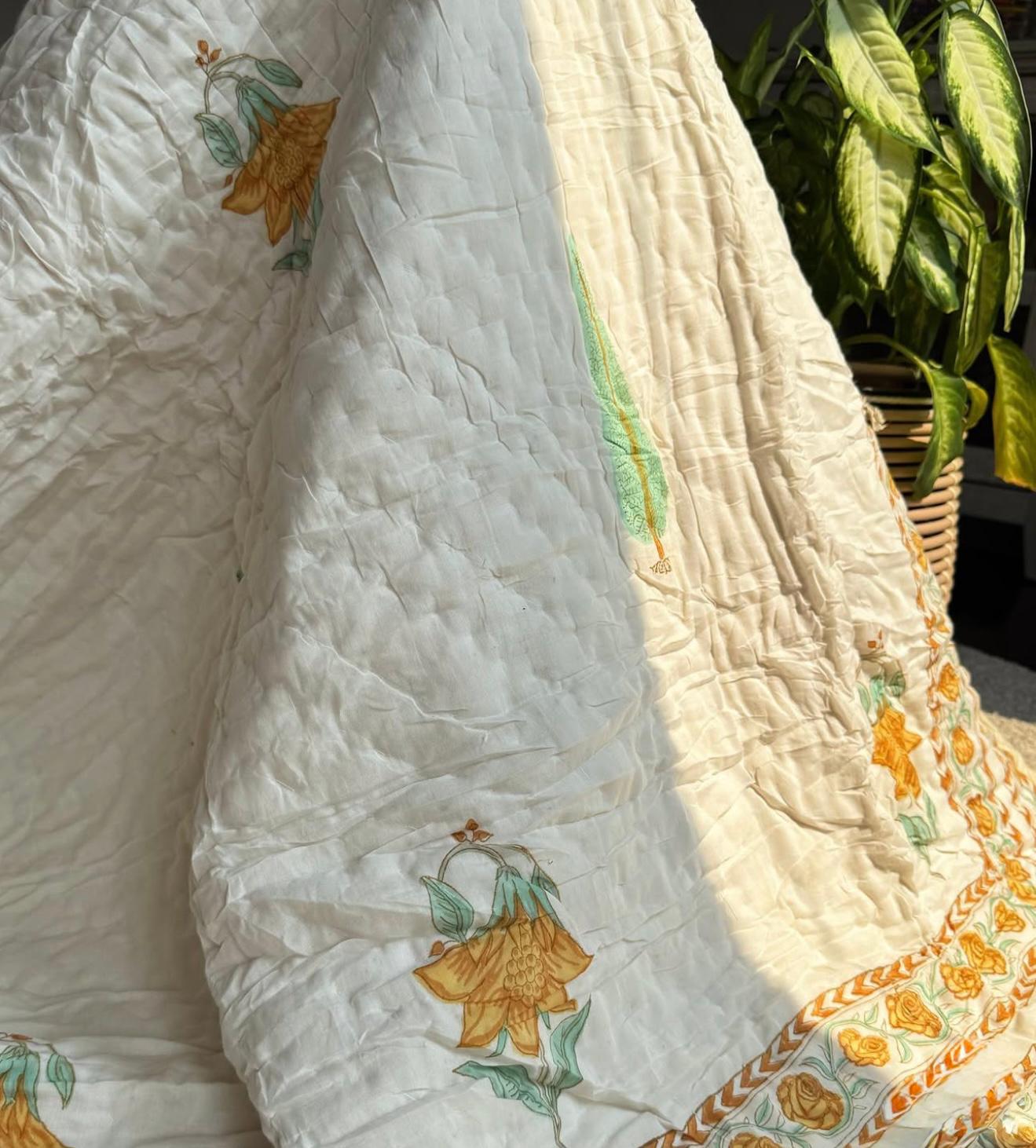 Hand Block Printed Jaipuri Quilt