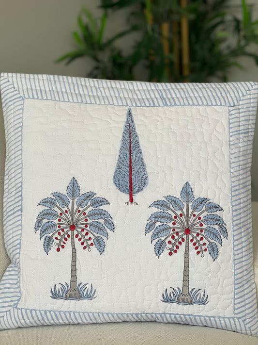 Quilted Handblock Print Cushion Cover