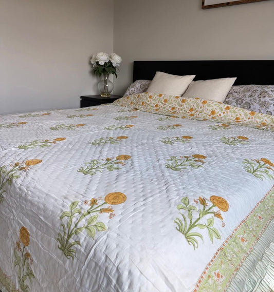 Hand Block Printed Jaipuri Quilt