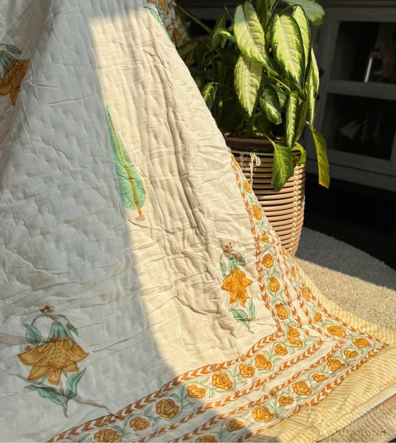 Hand Block Printed Jaipuri Quilt
