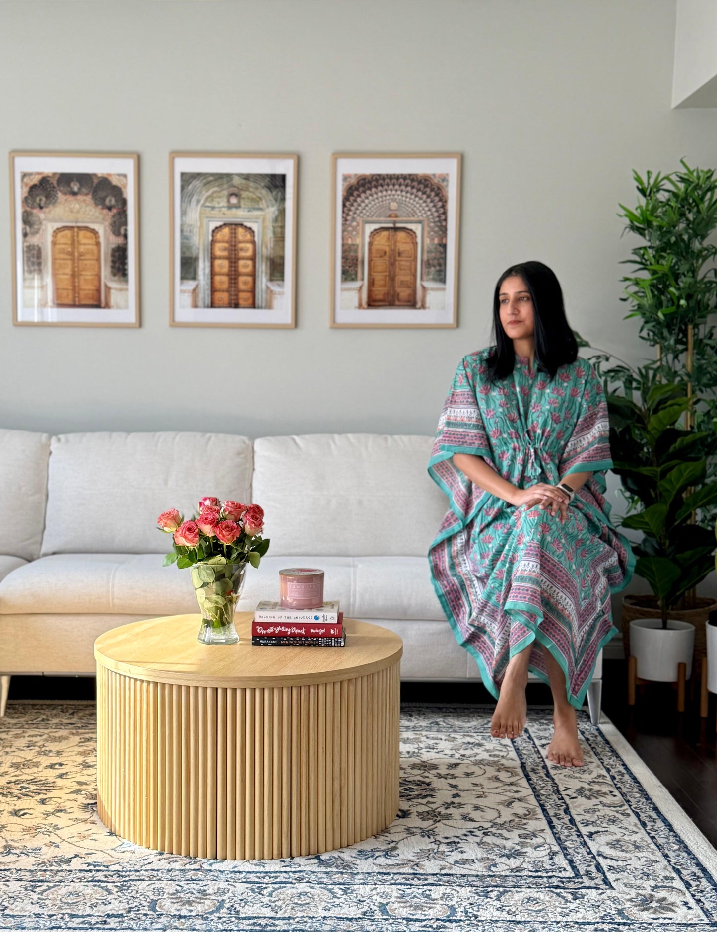 (New) Premium Cotton Hand Block Kaftan