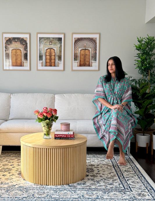 (New) Premium Cotton Hand Block Kaftan