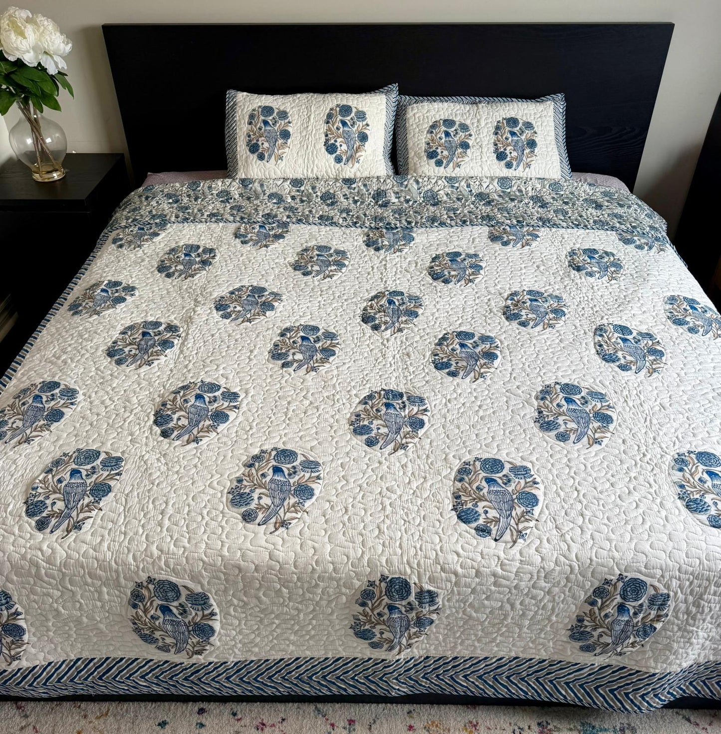 (New) Handcrafted Quilted Cotton Comforter Set (3 Pieces)