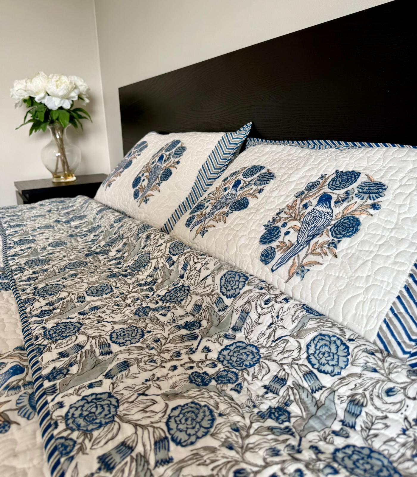 (New) Handcrafted Quilted Cotton Comforter Set (3 Pieces)