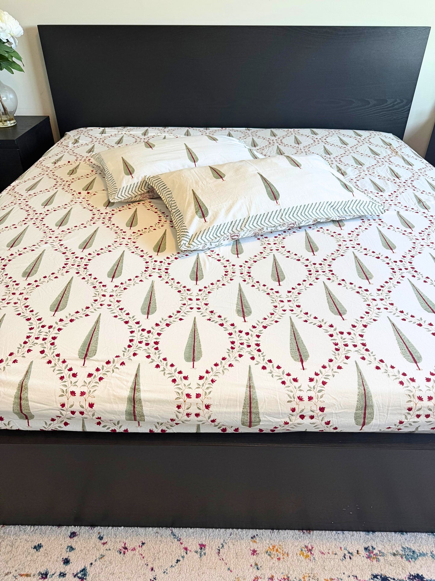 (New) Handblock Printed Cotton Flat Bedsheet Set – (90x108)